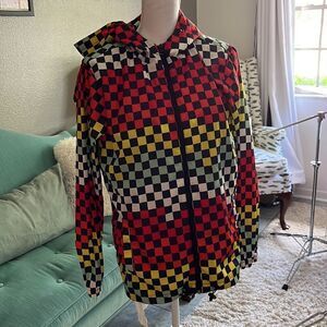 Twain Womens Windbreaker Checkered jacket full zip Unique Multicolor Small M